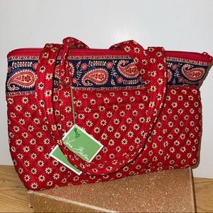 NWT Vera Bradley American Red Miller Shoulder Tote Purse Daisy Paisley 6-pockets